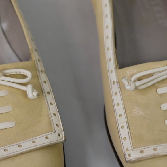 Cole Haan Studio Heels 7 AA Womens Beige Narrow Bow Front Block Heel Slip On - Picture 4 of 13